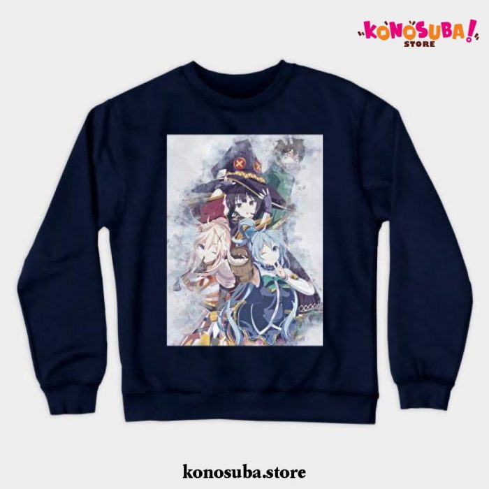 Anime Konosuba Art Crewneck Sweatshirt Navy Blue / S