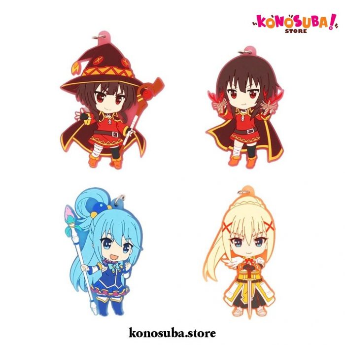 Cute Konosuba Megumin Aqua Darkness Strap Rubber Keychain