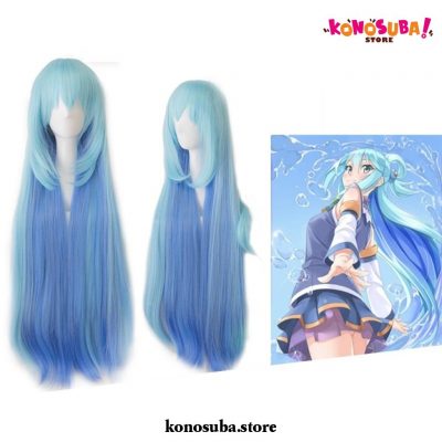 Konosuba Aqua Blue Long Straight Synthetic Hair Cosplay Wigs