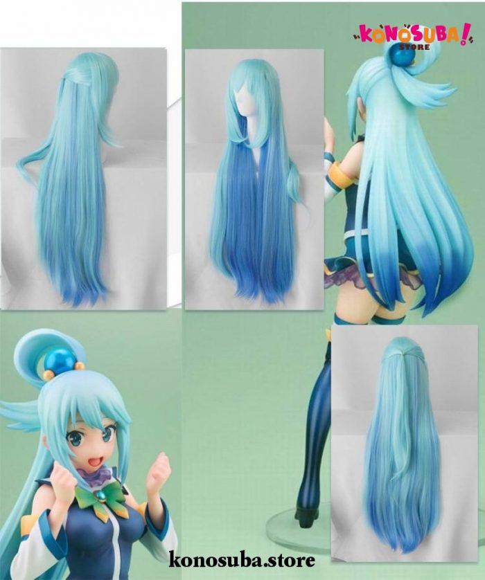 Konosuba Aqua Blue Long Straight Synthetic Hair Cosplay Wigs