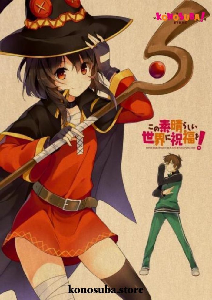 Konosuba Megumin Satou Kazuma Vintage Kraft Paper Poster