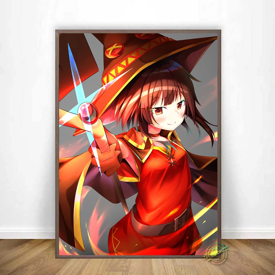 KonoSuba MEGUMIN Poster Japan Anime Wall Art Canvas Painting Wall Pictures For Living Girls Bedroom Room - Konosuba Store