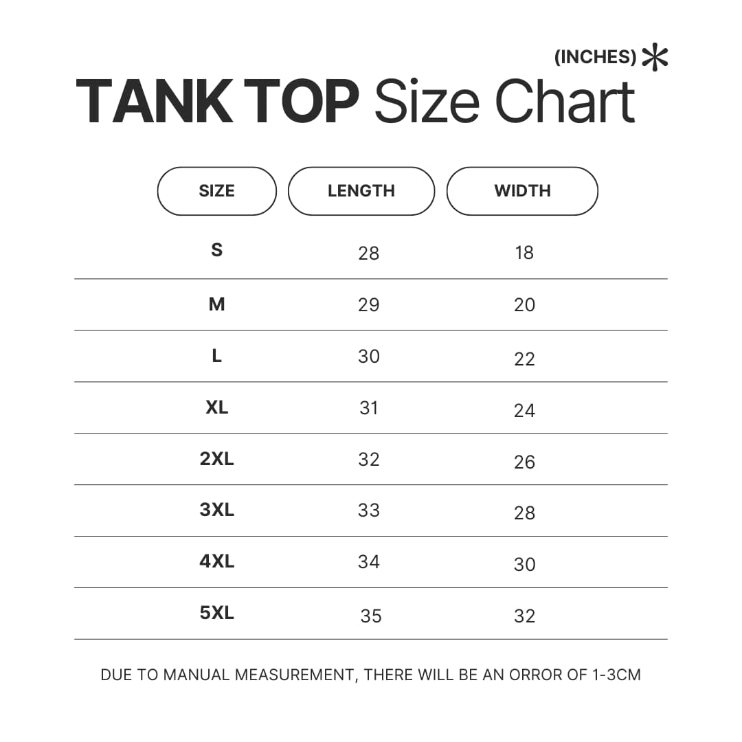 Tank Top Size Chart - Konosuba Store