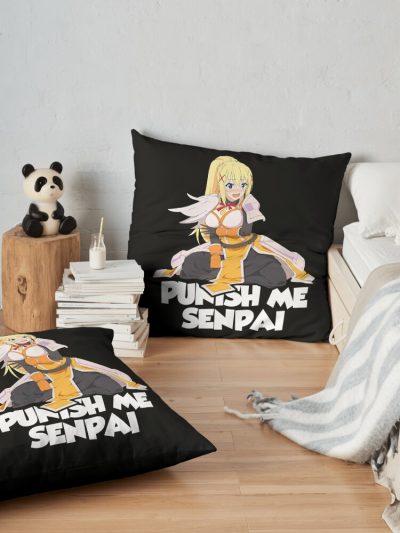 Konosuba Blonde Darkness Punish Me Senpai Hentai Anime Throw Pillow Official Cow Anime Merch