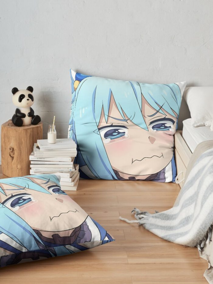 Aqua Crying Konosuba Throw Pillow Official Cow Anime Merch