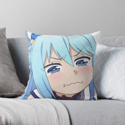 Aqua Crying Konosuba Throw Pillow Official Cow Anime Merch
