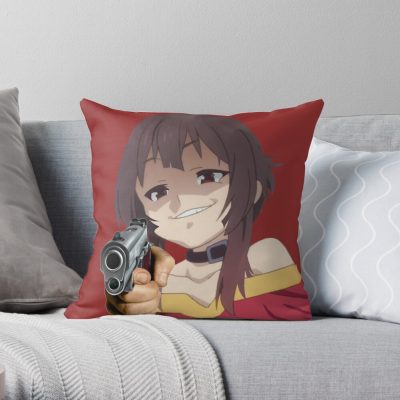 Smug Megumin Gun (Konosuba) Throw Pillow Official Cow Anime Merch