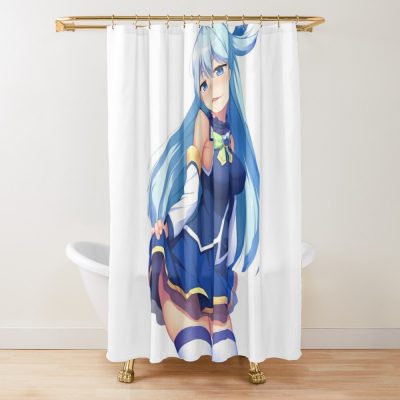 Shy Aqua Konosuba Anime Girl Shower Curtain Official Cow Anime Merch