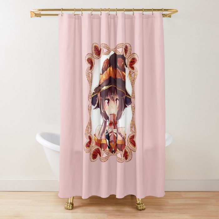 Megumin Holiday Celebration (On Pink) Shower Curtain Official Cow Anime Merch