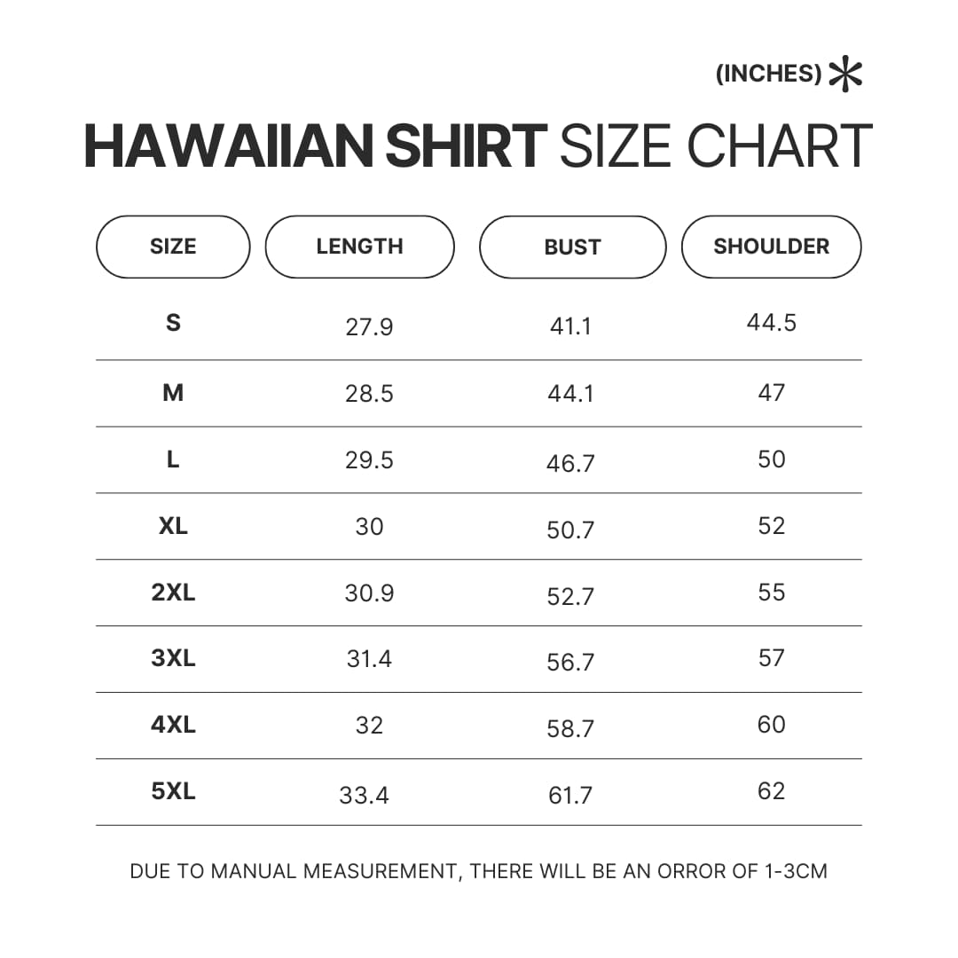 Hawaiian Shirt Size Chart - Konosuba Store